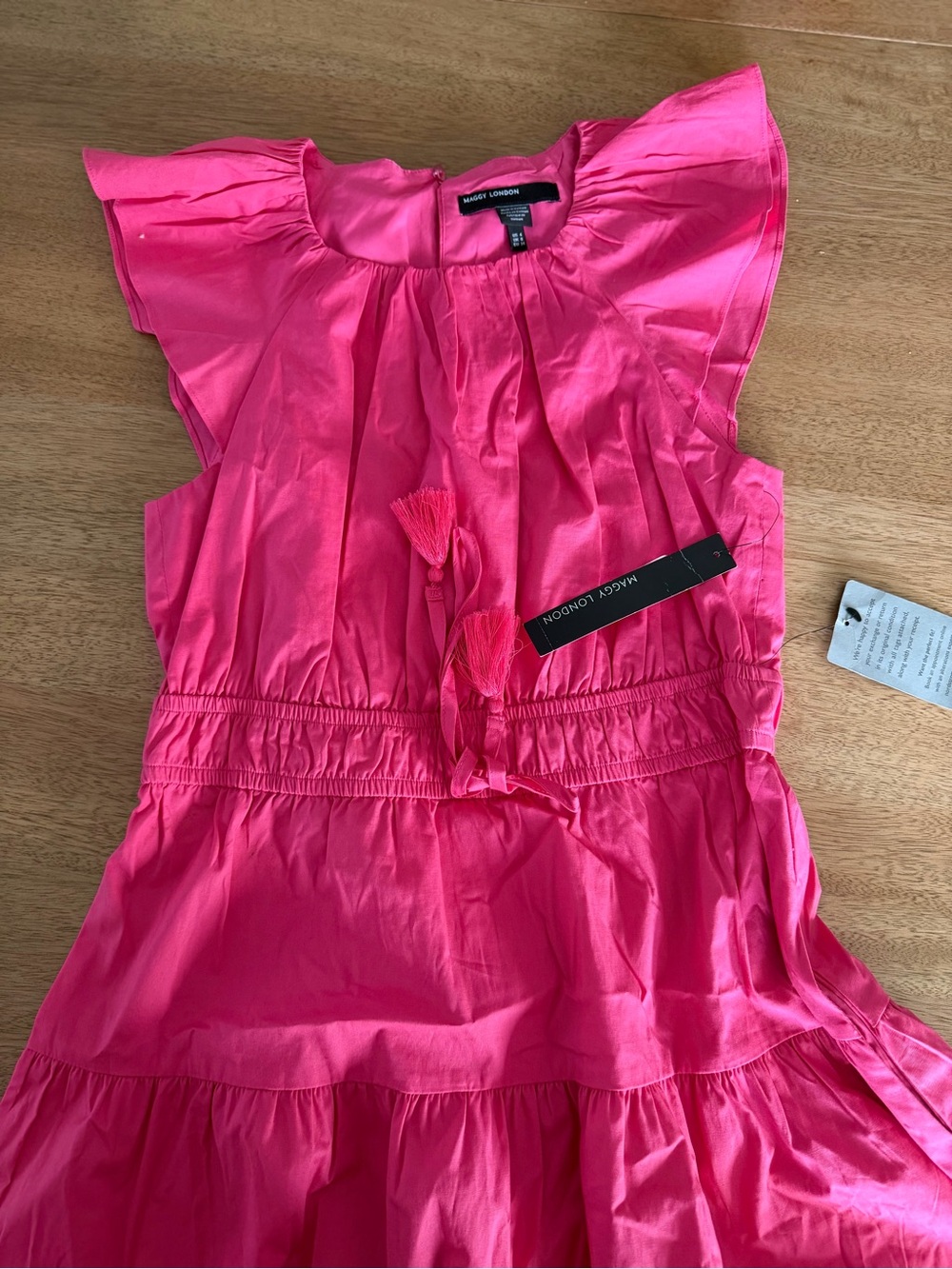 Maggy London Berry Midi Dress Size 4 NWT Ruffle whimsical wedding guest romantic